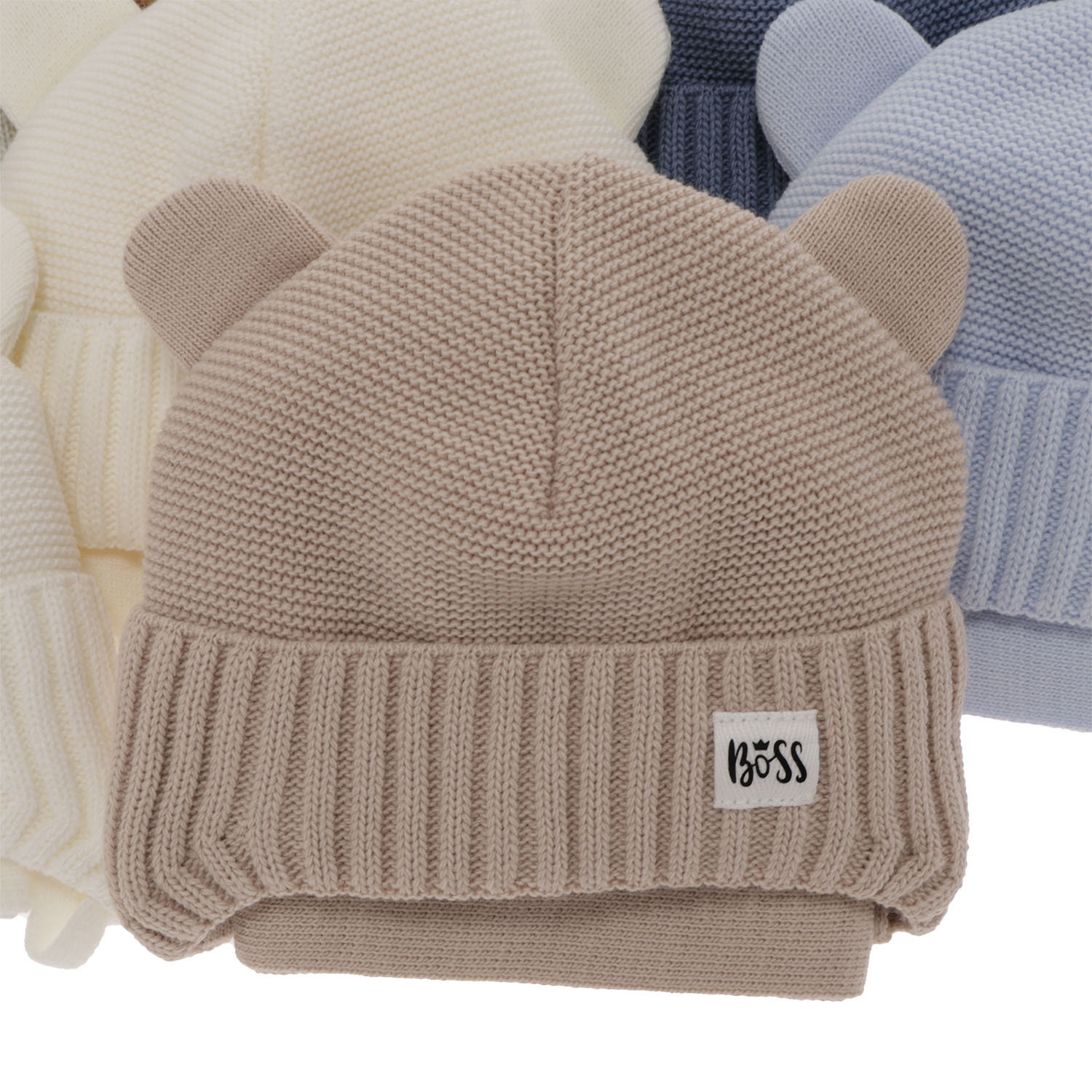 Czapka i szalik dla chłopca zimowy komplet, kremowy Luciano