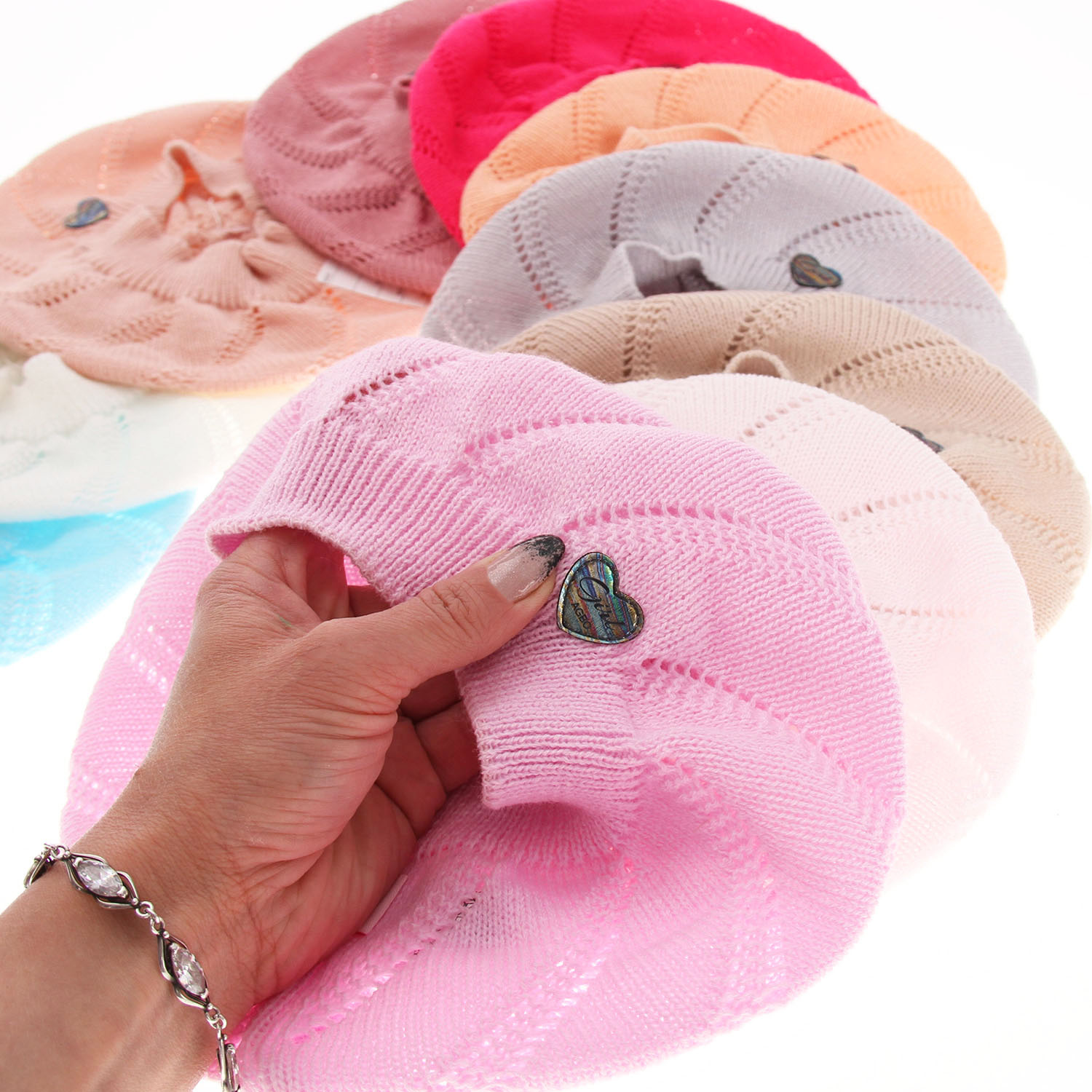 Beret dla dziewczynki jesienny, wiosenny, różowy Hilda