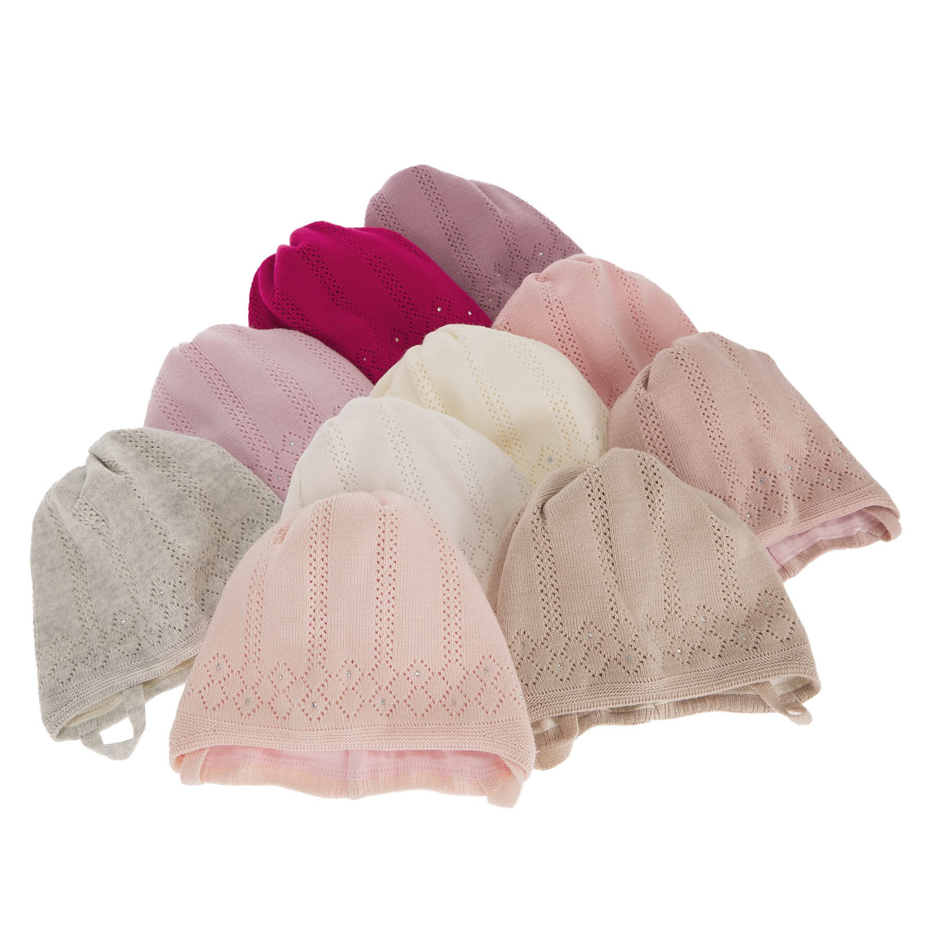 Czapka jesienna, wiosenna dla dziewczynki, różowa, wiązana Antila