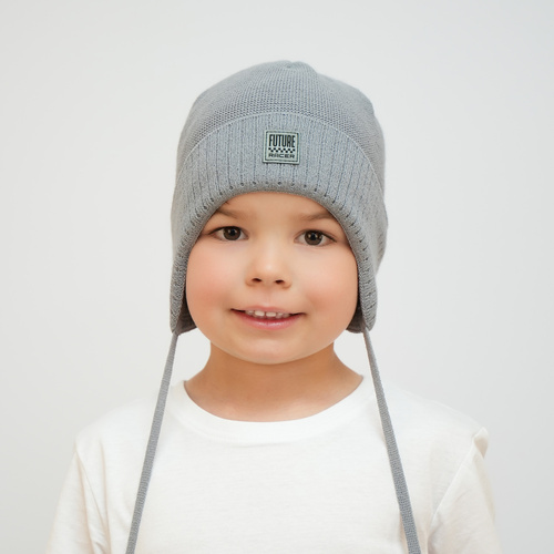 Czapka jesienna, wiosenna dla chłopca, czarna, wiązana Parys