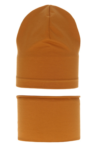 Czapka i komin dla chłopca jesienny, wiosenny komplet, miodowy, bawełniany Hazel