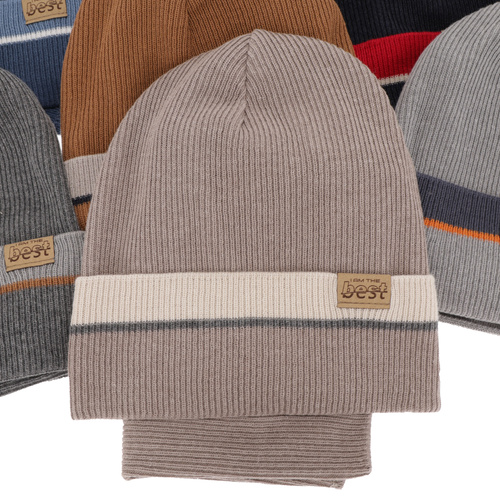 Czapka i komin dla chłopca jesienny, wiosenny komplet, z bawełną, granatowy Antonio