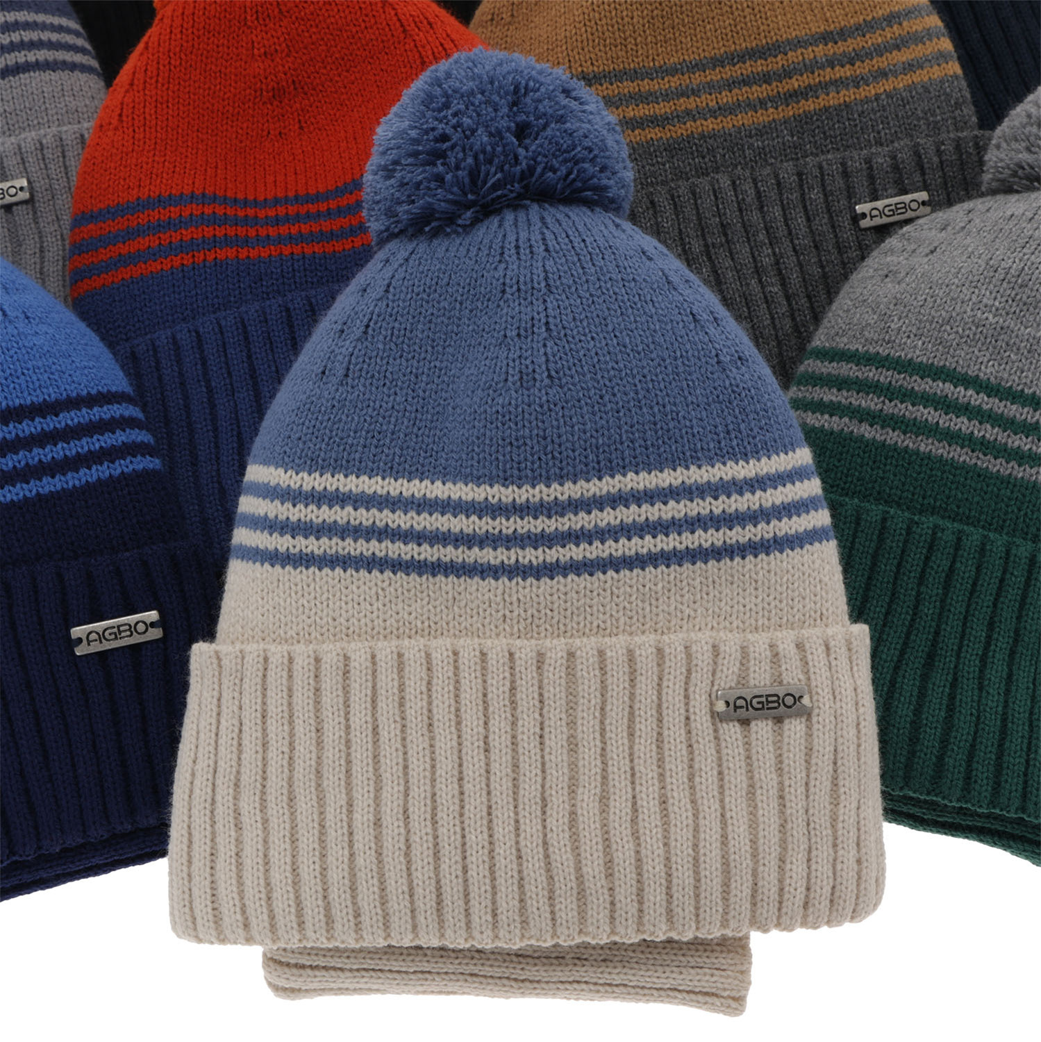 Czapka i komin dla chłopca zimowy komplet, niebieski, z pomponem Pallas