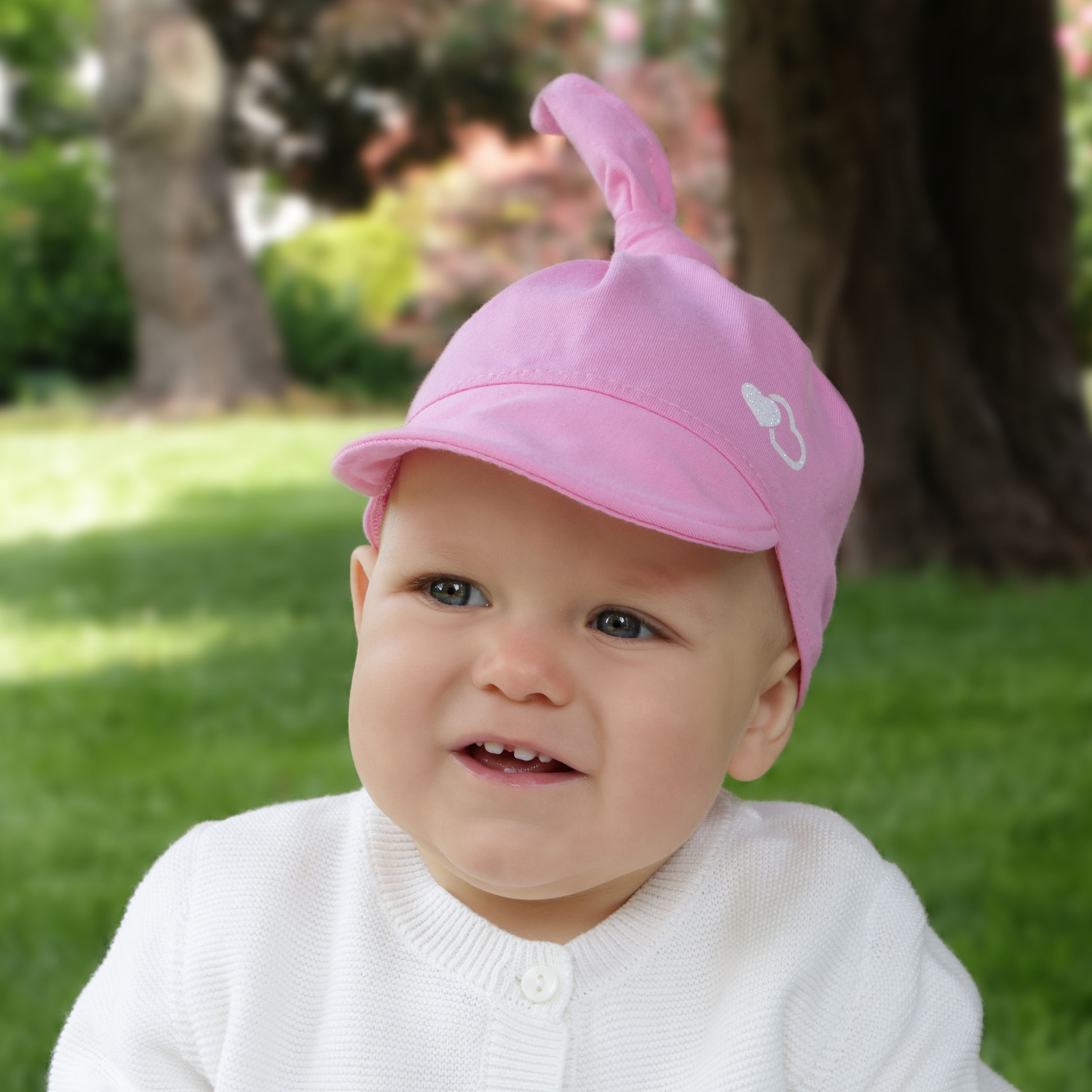 Chusta z daszkiem dla dziewczynki, kremowa, bawełniana Irene