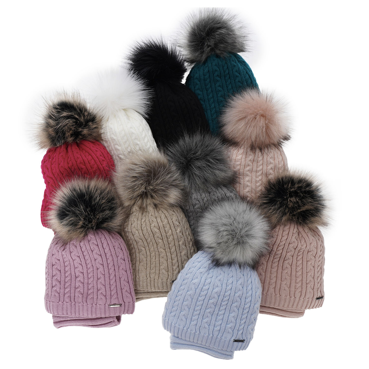 Czapka i komin dla dziewczynki zimowy komplet, czarny, z pomponem Rima