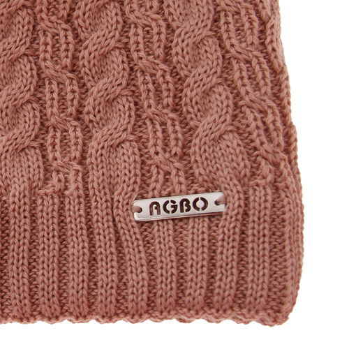 Czapka zimowa damska, beżowa, z pomponem, z wełną merino Satina