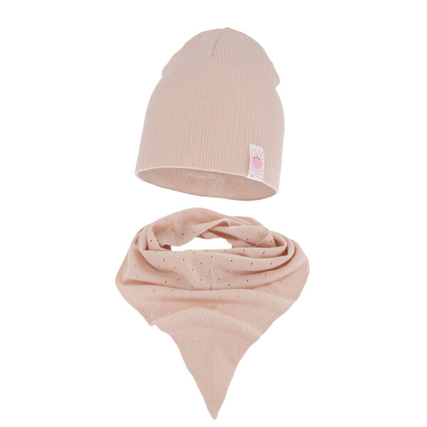 Komplet jesienny/ wiosenny dla dziewczynki: czapka i chusta różowy Blanche