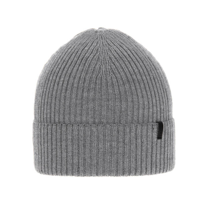 Czapka zimowa męska szara 100% wełniana extrafine merino Thorin			