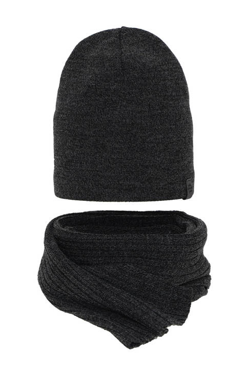 Komplet zimowy męski: czapka i szalik ciemnoszary Mores